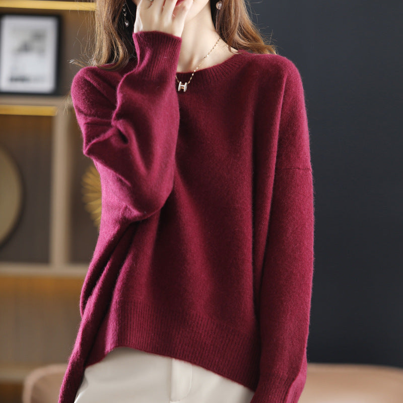 Loose Plain Pullover Woolen Knitted Sweater