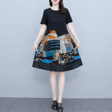 Tulle Patchwork Printed A-Line Dress
