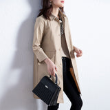 Solid Color Pockets Collared Trench Coat