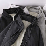 Solid Color Zipper Up Hoodie Outerwear