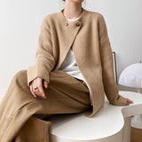 Linen loose long-sleeved cardigan sweater