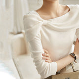 One-word shawl bow knit bottoming shirt