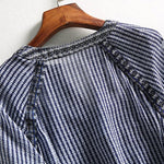 Striped French Retro Waist-Controlled Midi Dress