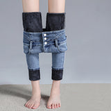 High Waist Fleece Lining Skinny Jeans