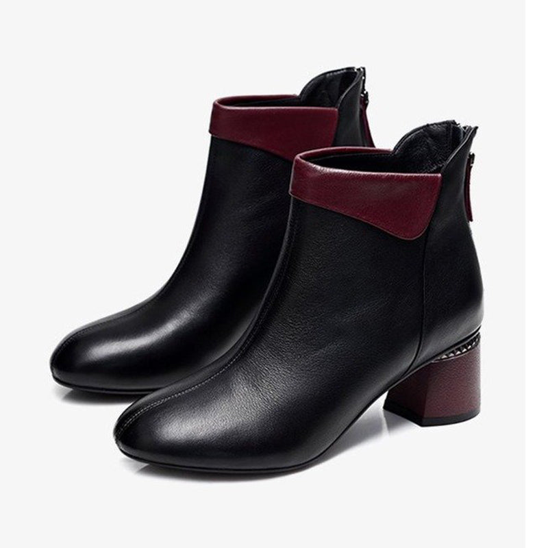 Fashionable Chunky Heel round Head Ankle Boots