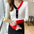 Fashion casual V-neck slim-fit color-block sweater