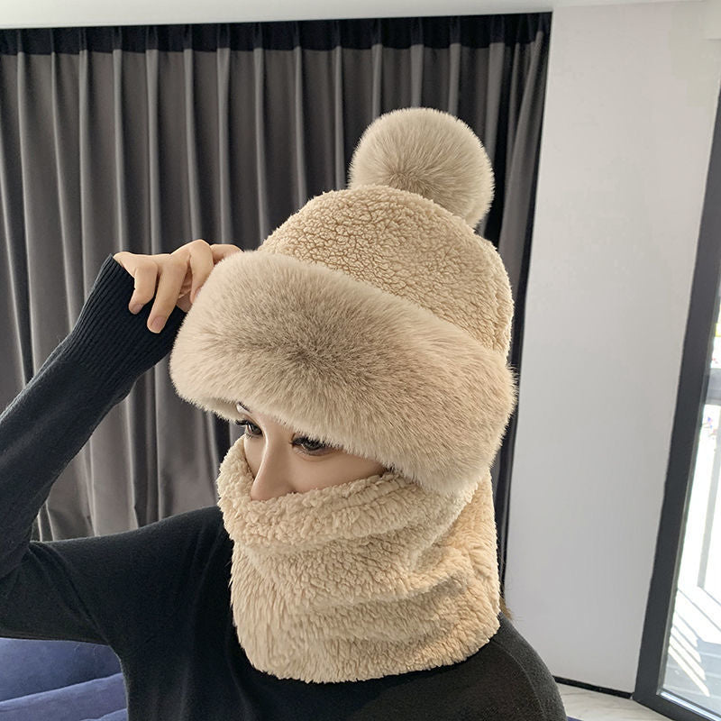 Winter Wool Scarf One-Piece Hat