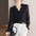 V-neck Petal Stitching Long-Sleeved Chiffon Shirt