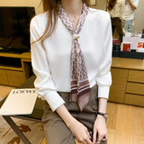 Elegant solid color temperament tie design shirt