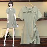 Hollowed Out Asymmetric Casual Dress