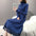 Pure color lace trim thick lace knitted dress