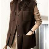 Loose Double-Faced Wool Tweed Waistcoat Jacket