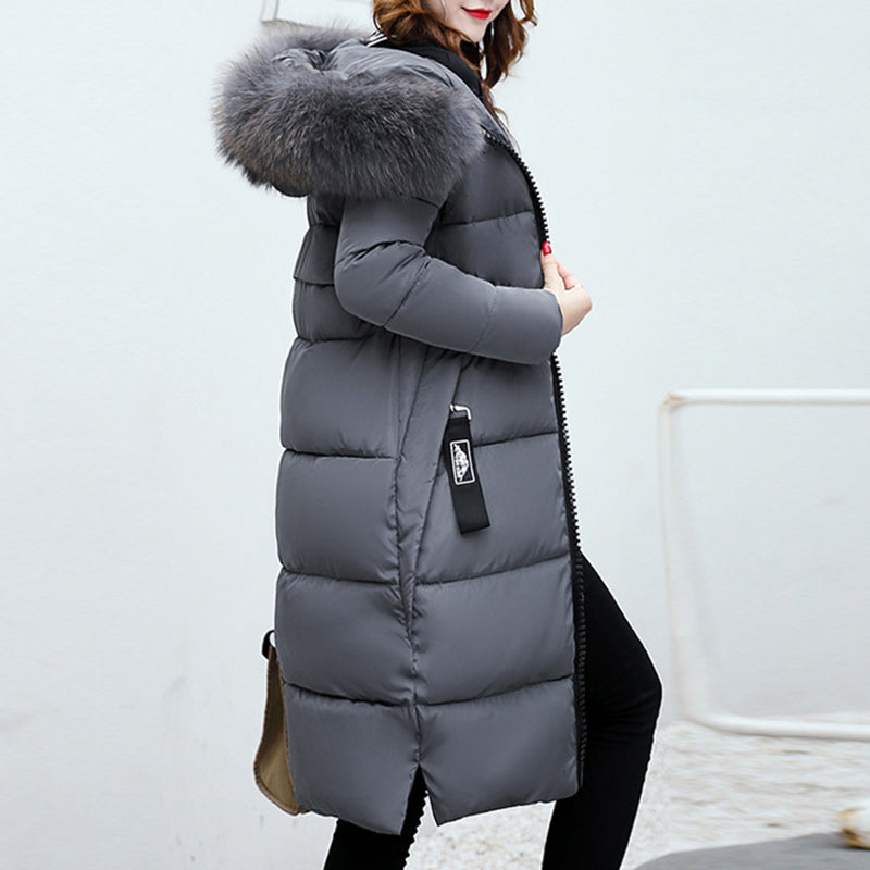 Mid Length Fur Trim Hooded Coat