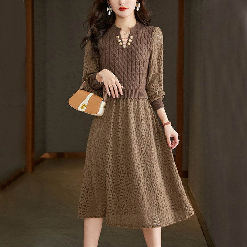 False Two-Piece Knitted Dress