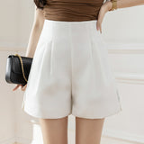 Solid Color High Waist A-Line Shorts