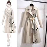 Three-color elegant western style long trench coat