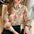 Temperament Floral Lantern Sleeve Embroidered Chiffon Shirt