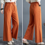 Cotton and Linen Loose Wide-Leg Straight Trousers