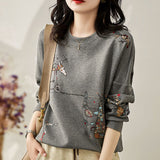 Fashion All-Match Embroidered Round Neck Top Coat