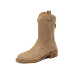 Retro Suede Upper Thick Heeled Boots