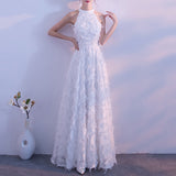 Tassel Feather Halter Off-the-Shoulder Evening Prom Dress