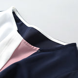Color Block Short Sleeve A-Line Dress