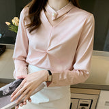 Fashionable and versatile design satin long-sleeved shirt