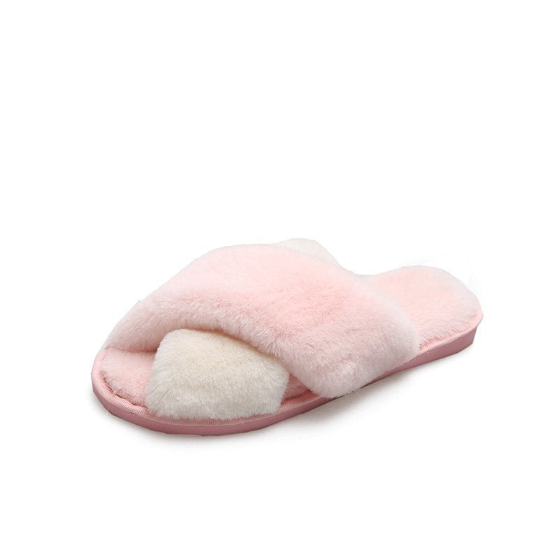 Cute plush home cotton slippers