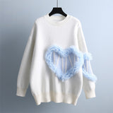 Korean Sweet Loose Lace Love Lazy Sweater