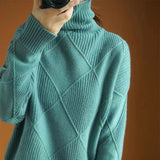 Paneled Thick Turtleneck Sweater