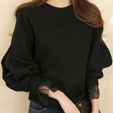 Tulle Patchwork Solid Color Sweatshirt