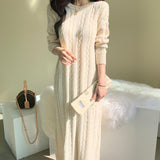 Round Neck Cable Knitted Long Dress