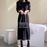 Round Neck Cable Knitted Long Dress