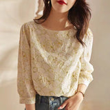 Floral Printed 3/4 Sleeve Casual T-Shirt