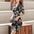 Elegant V-Neck Mid-Length Printed Slim Fit Smocked Pack Hip Dress