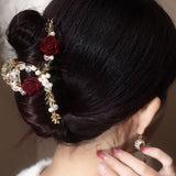 Vintage Rose Pearl Hair Claws