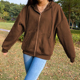 Zip Up Hoodie Cute Oversized Plain Jacket
