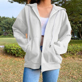 Zip Up Hoodie Cute Oversized Plain Jacket