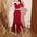 Red V-neck Fishtail Evening Dress