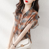 Plaid Collared Buckle Loose Shirt