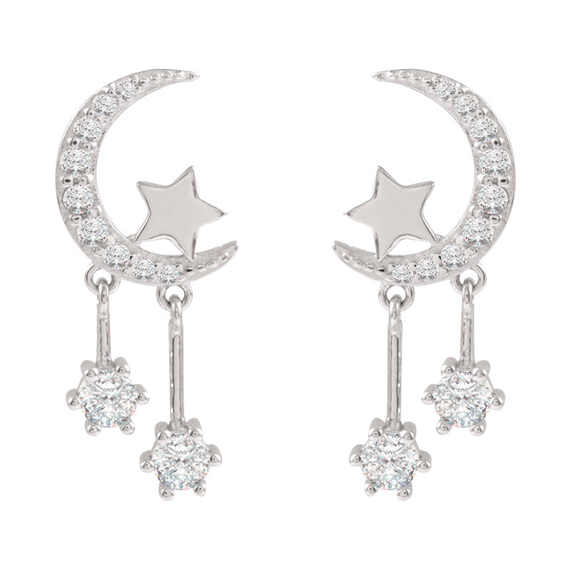 Rhinestone Star Moon Earrings