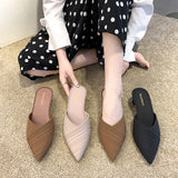 Pointed Toe Mid Heel Slip-On Sandals