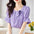 Fashion Satin round Neck Flower Shirt