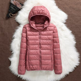 Solid Color Lightweight Hooded Down Jacket