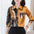 Retro Chain Printed Buckle Silk Blouses