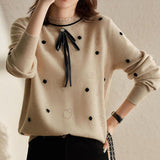 Elegant lady bow knit sweater