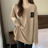 Embroidered Long Sleeve Casual T-Shirt