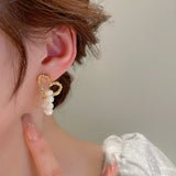 Pleated Oval Baroque Pearl Eardrops