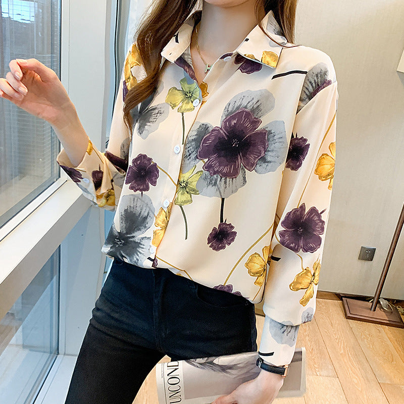 Floral Printed Long Sleeve Casual Shirt