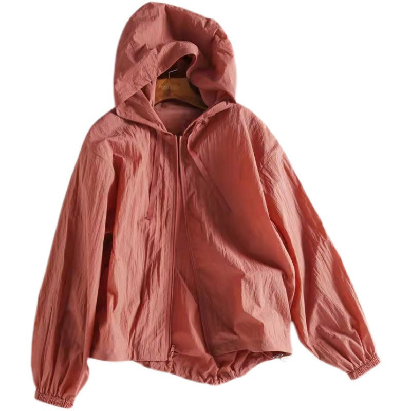 Solid Color Hooded Sun Proof Jacket